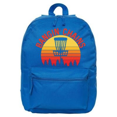 Retro Vintage Sunset Disc Golf Shirt Bangin Chains 16 in Basic Backpack