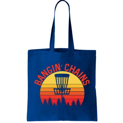 Retro Vintage Sunset Disc Golf Shirt Bangin Chains Tote Bag