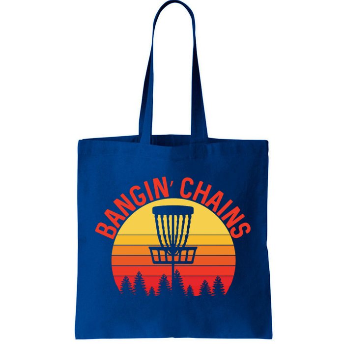 Retro Vintage Sunset Disc Golf Shirt Bangin Chains Tote Bag