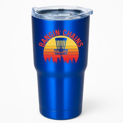 Retro Vintage Sunset Disc Golf Shirt Bangin Chains Tumbler