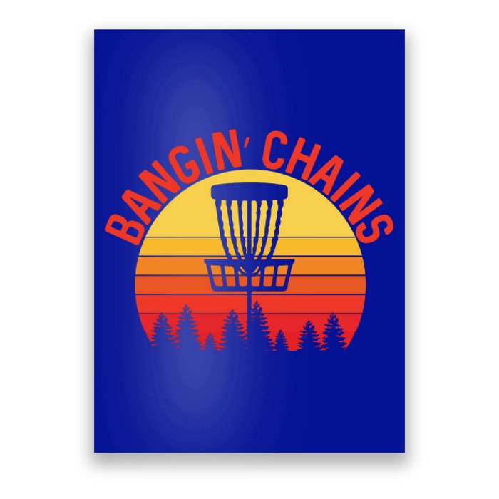 Retro Vintage Sunset Disc Golf Shirt Bangin Chains Poster