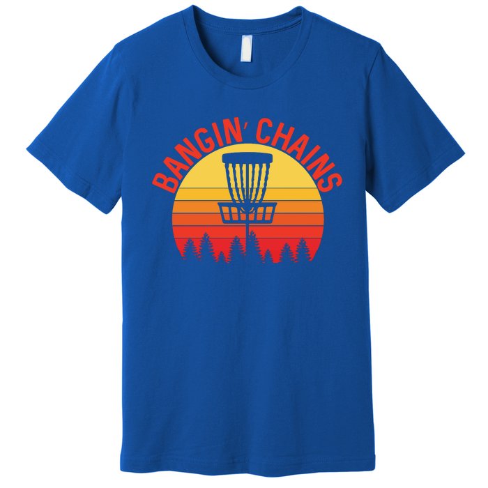 Retro Vintage Sunset Disc Golf Shirt Bangin Chains Premium T-Shirt