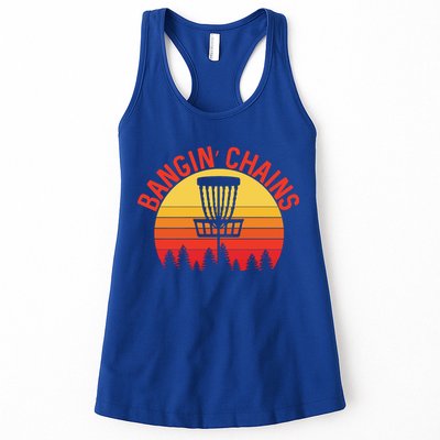 Retro Vintage Sunset Disc Golf Shirt Bangin Chains Womens Tank Top