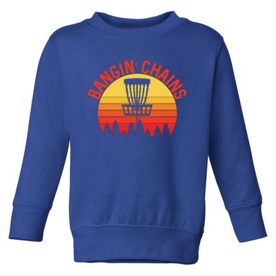 Retro Vintage Sunset Disc Golf Shirt Bangin Chains Toddler Sweatshirt