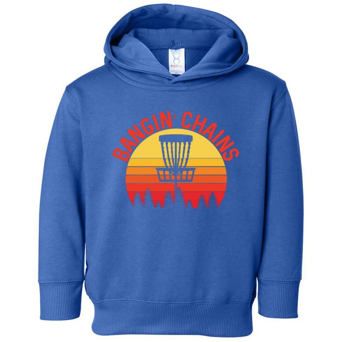 Retro Vintage Sunset Disc Golf Shirt Bangin Chains Toddler Hoodie