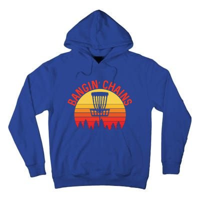 Retro Vintage Sunset Disc Golf Shirt Bangin Chains Tall Hoodie