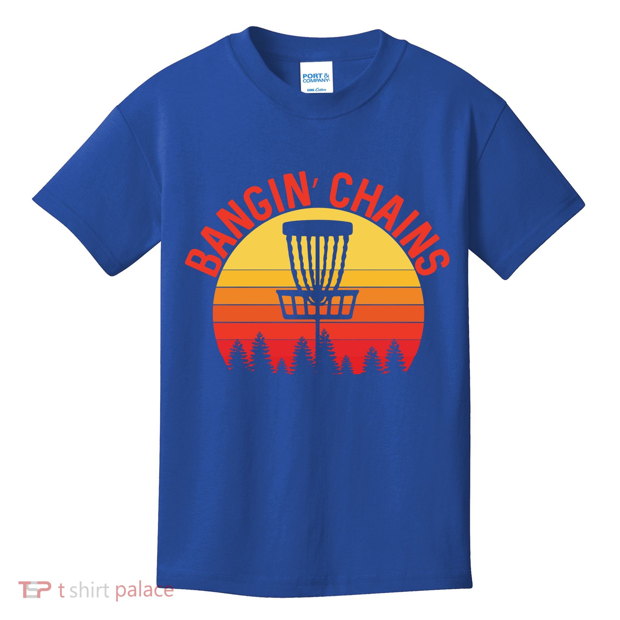 Retro Vintage Sunset Disc Golf Shirt Bangin Chains Kids T-Shirt