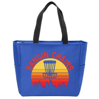 Retro Vintage Sunset Disc Golf Shirt Bangin Chains Zip Tote Bag