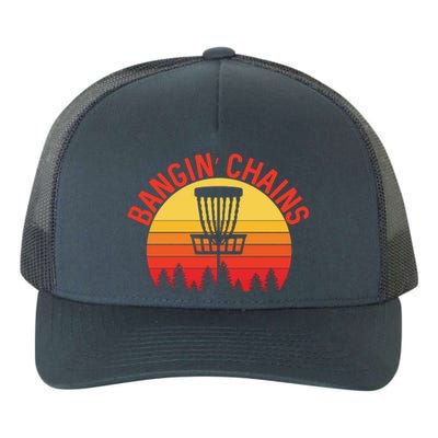 Retro Vintage Sunset Disc Golf Shirt Bangin Chains Yupoong Adult 5-Panel Trucker Hat