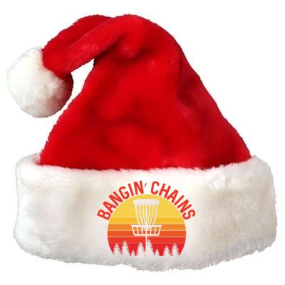 Retro Vintage Sunset Disc Golf Shirt Bangin Chains Premium Christmas Santa Hat