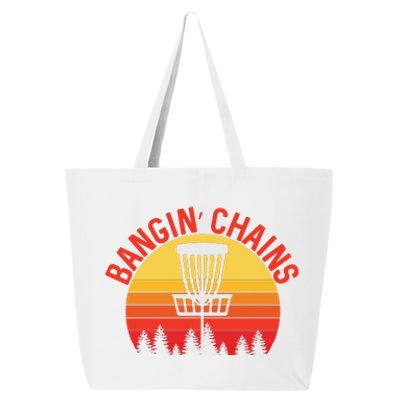 Retro Vintage Sunset Disc Golf Shirt Bangin Chains 25L Jumbo Tote