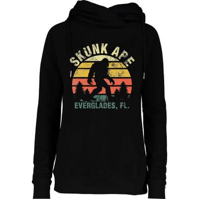 Retro Vintage Skunk Ape Florida Everglades Bigfoot Womens Funnel Neck Pullover Hood