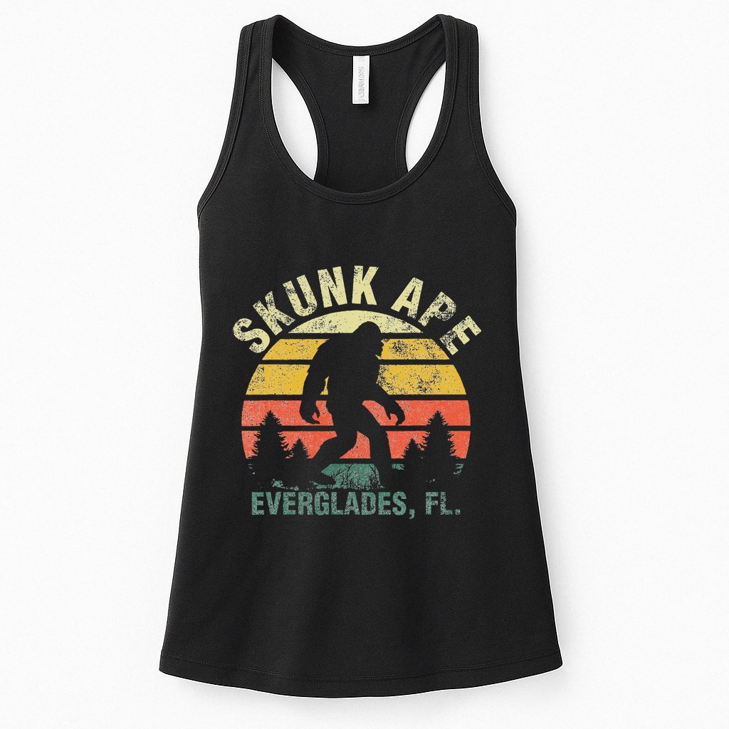 Retro Vintage Skunk Ape Florida Everglades Bigfoot Womens Tank Top
