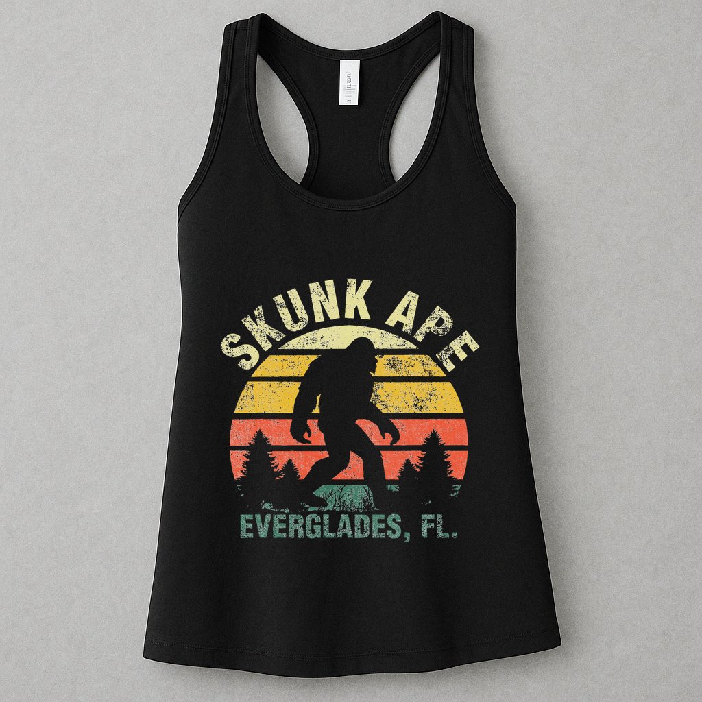 Retro Vintage Skunk Ape Florida Everglades Bigfoot Womens Tank Top
