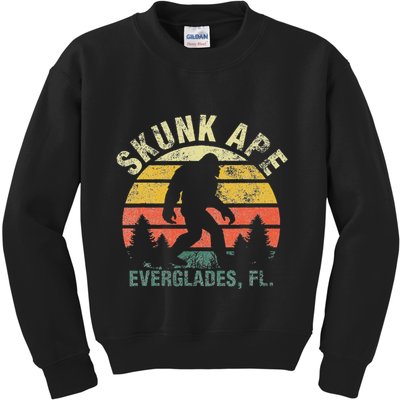 Retro Vintage Skunk Ape Florida Everglades Bigfoot Kids Sweatshirt