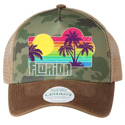Retro Vintage Sunny Florida Palm Trees Legacy Tie Dye Trucker Hat