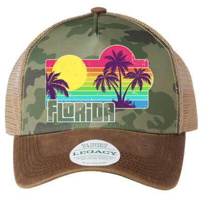 Retro Vintage Sunny Florida Palm Trees Legacy Tie Dye Trucker Hat