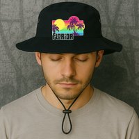 Retro Vintage Sunny Florida Palm Trees Bucket Hat