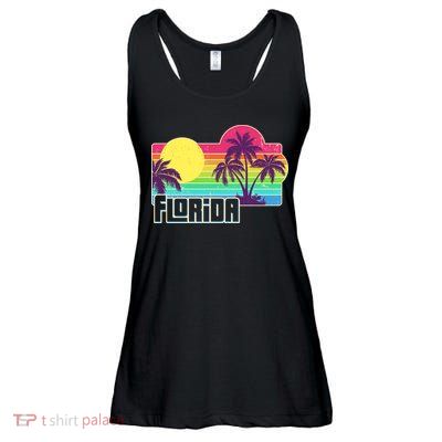 Retro Vintage Sunny Florida Palm Trees Ladies Essential Flowy Tank