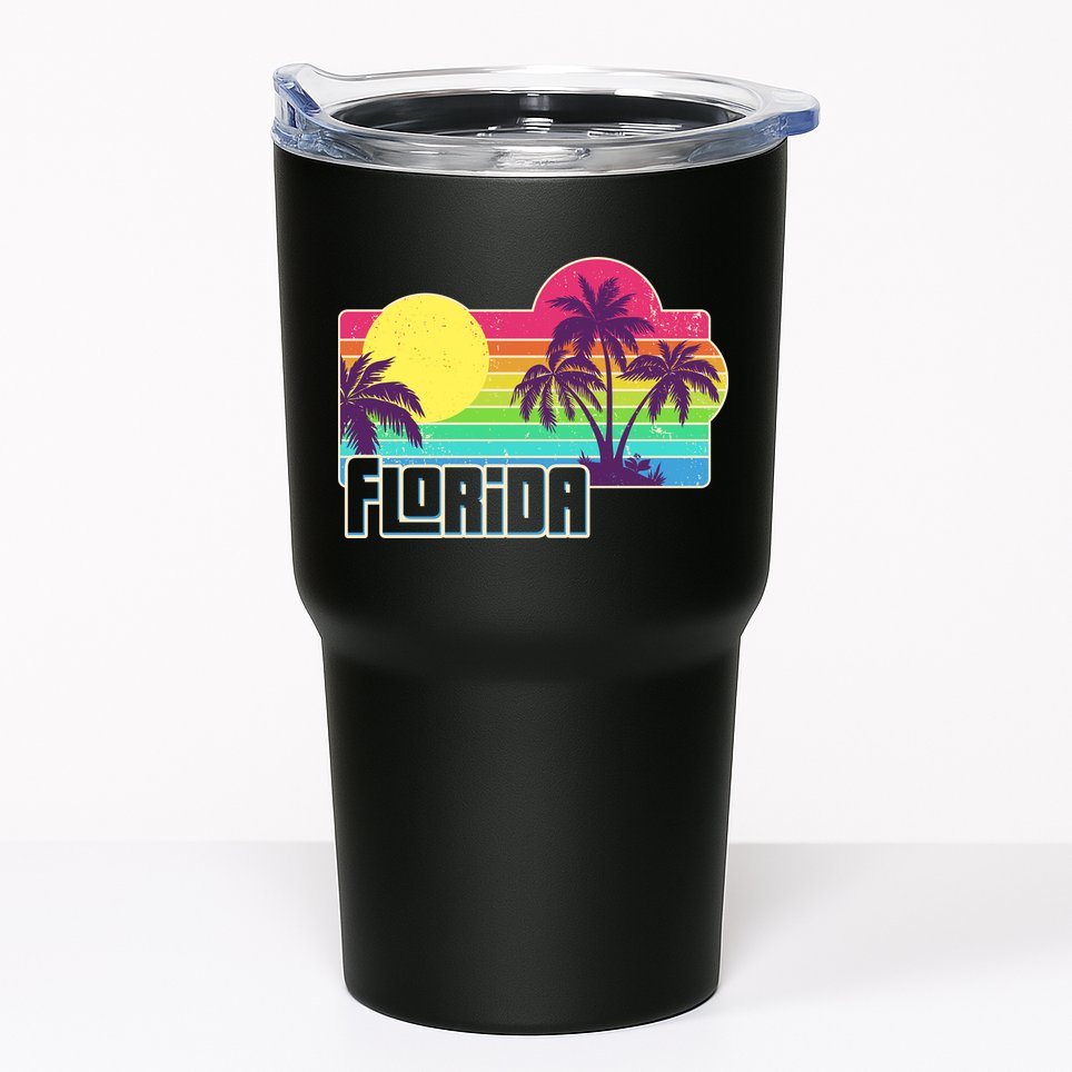 Retro Vintage Sunny Florida Palm Trees Tumbler
