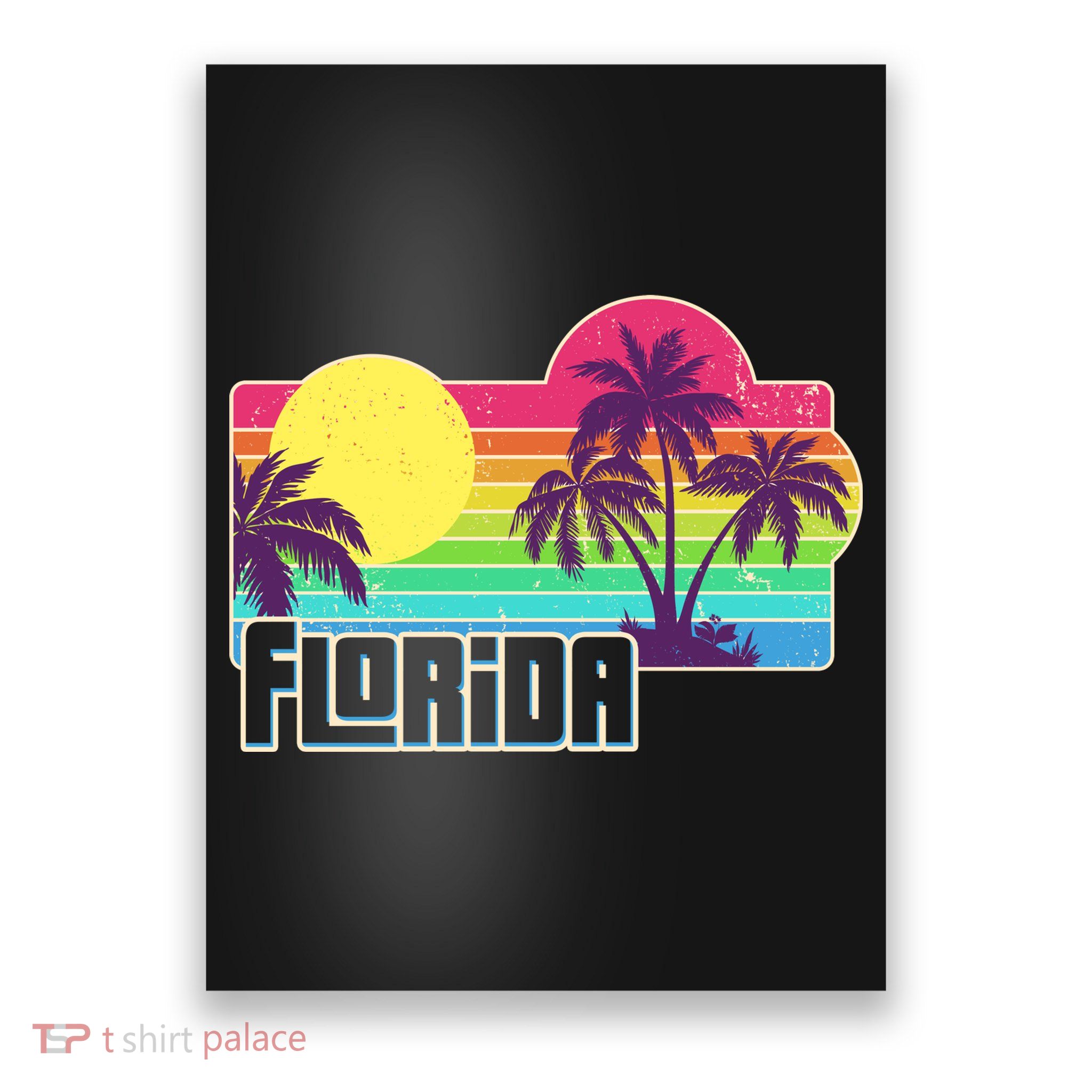 Retro Vintage Sunny Florida Palm Trees Poster