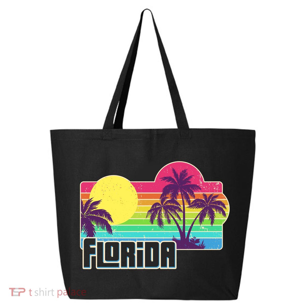 Retro Vintage Sunny Florida Palm Trees 25L Jumbo Tote