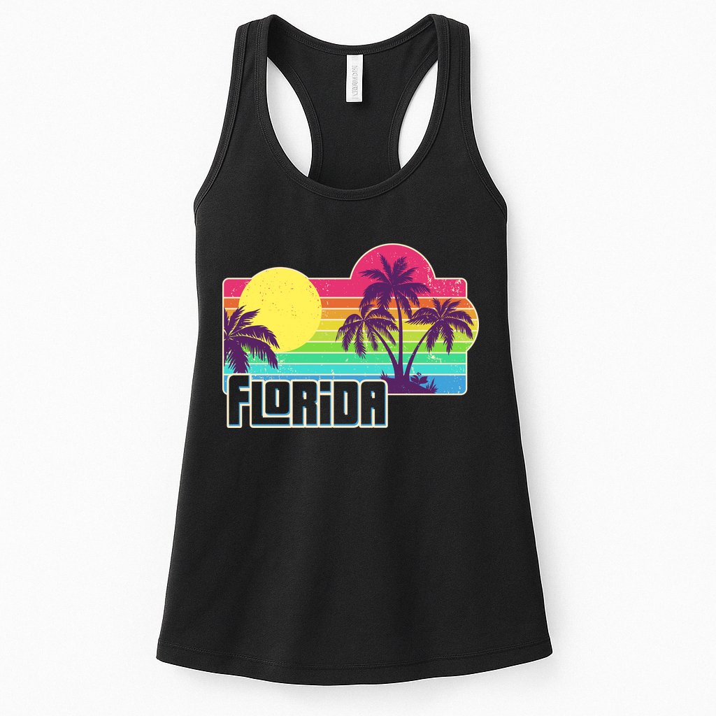 Retro Vintage Sunny Florida Palm Trees Womens Tank Top