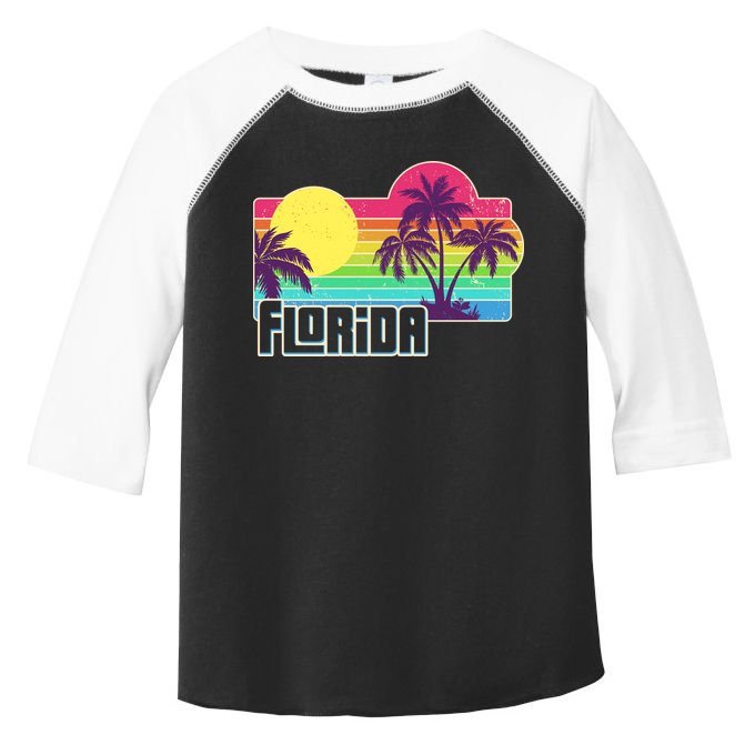 Retro Vintage Sunny Florida Palm Trees Toddler Fine Jersey T-Shirt