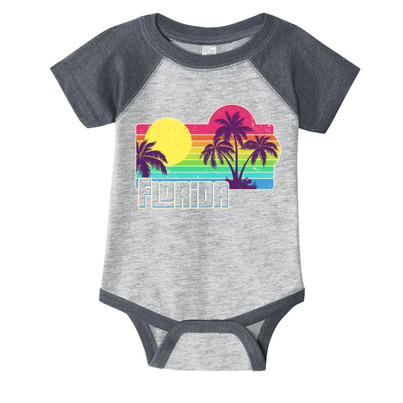 Retro Vintage Sunny Florida Palm Trees Infant Baby Jersey Bodysuit
