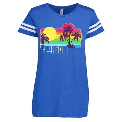 Retro Vintage Sunny Florida Palm Trees Enza Ladies Jersey Football T-Shirt