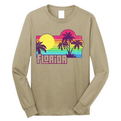 Retro Vintage Sunny Florida Palm Trees Long Sleeve Shirt
