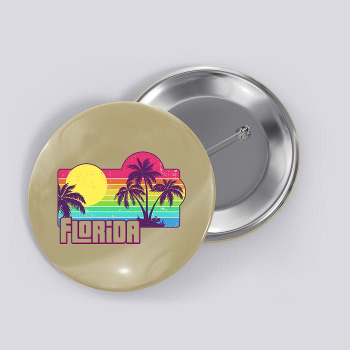 Retro Vintage Sunny Florida Palm Trees Button