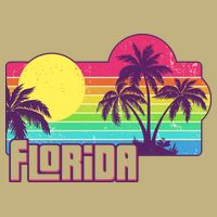 Retro Vintage Sunny Florida Palm Trees Button