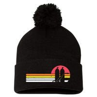 Retro Vintage Style Sunset Welder Pom Pom 12in Knit Beanie