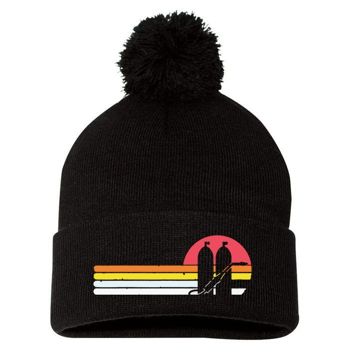 Retro Vintage Style Sunset Welder Pom Pom 12in Knit Beanie