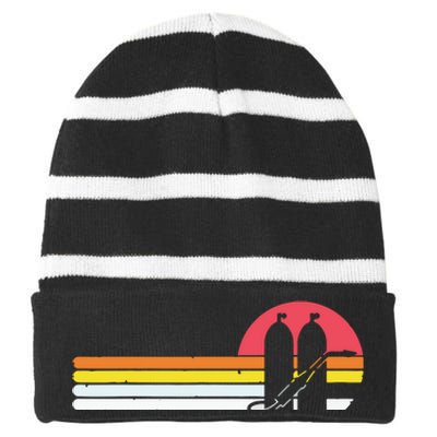 Retro Vintage Style Sunset Welder Striped Beanie with Solid Band