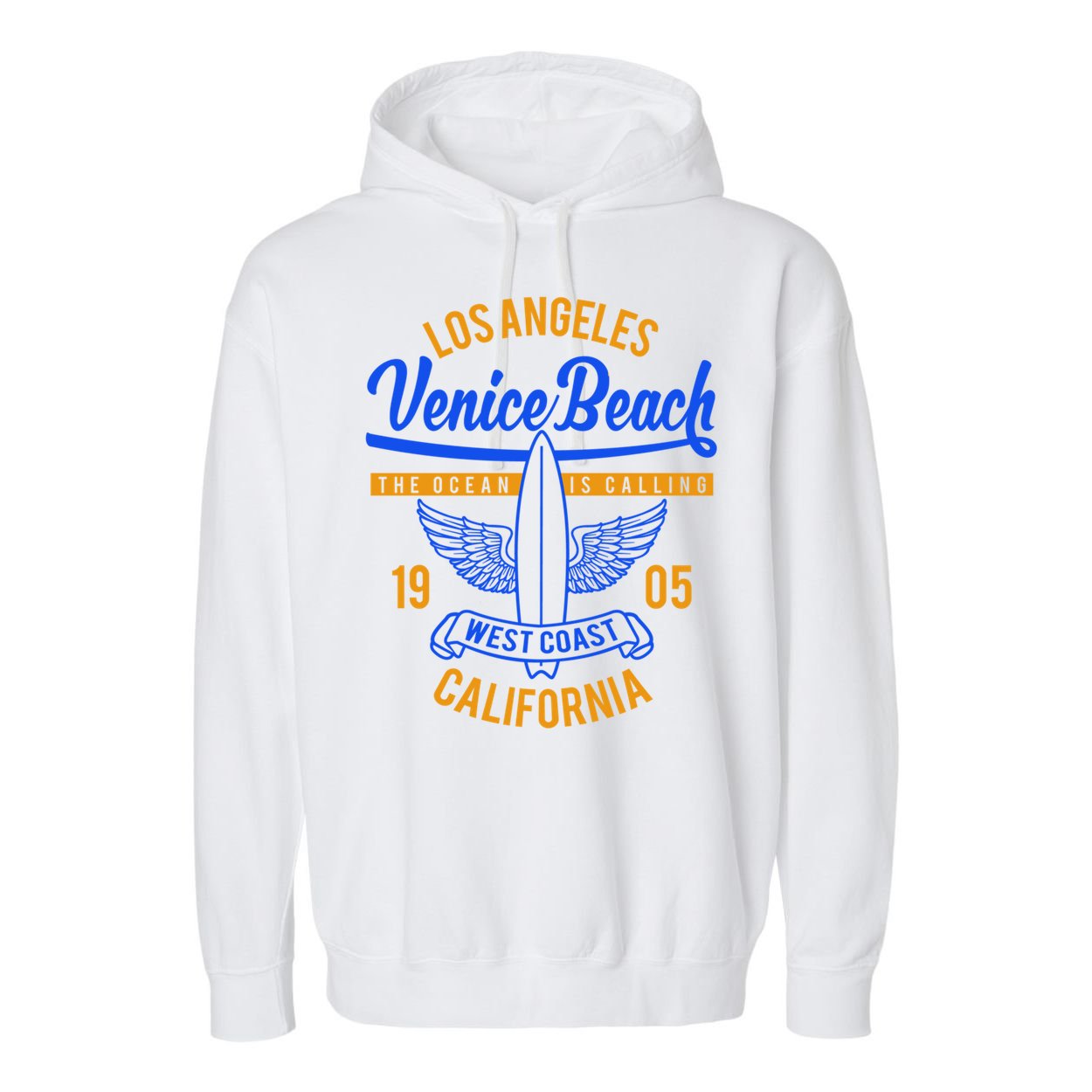 Retro Vintage Surf Venice Beach California Garment-Dyed Fleece Hoodie