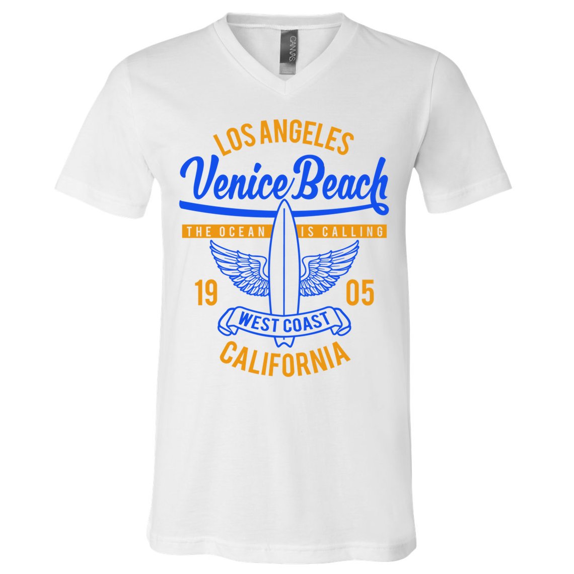 Retro Vintage Surf Venice Beach California V-Neck T-Shirt