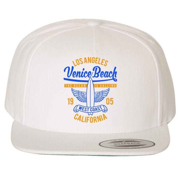 Retro Vintage Surf Venice Beach California Wool Snapback Cap