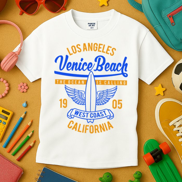 Retro Vintage Surf Venice Beach California Kids T-Shirt