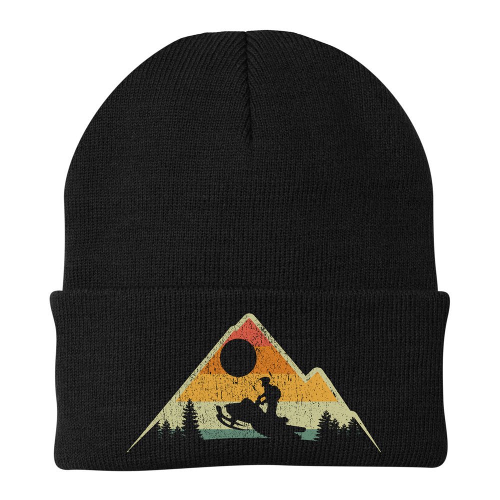 Retro Vintage Snowmobiling Winter Sports Snowmobile Rider Gift Beanie