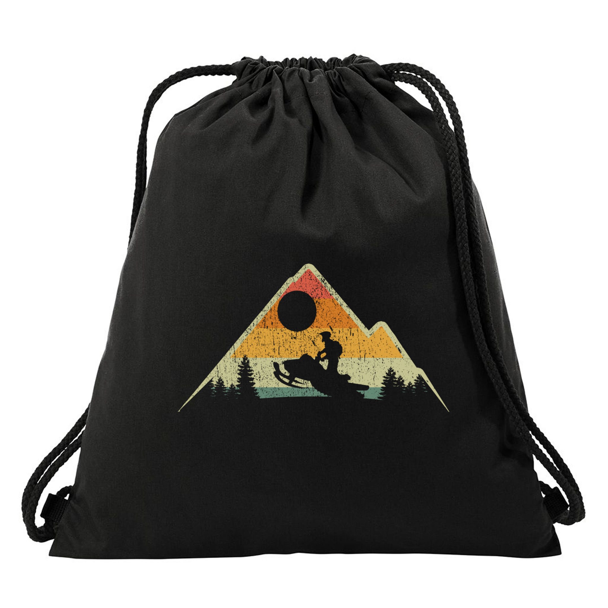 Retro Vintage Snowmobiling Winter Sports Snowmobile Rider Gift Drawstring Bag