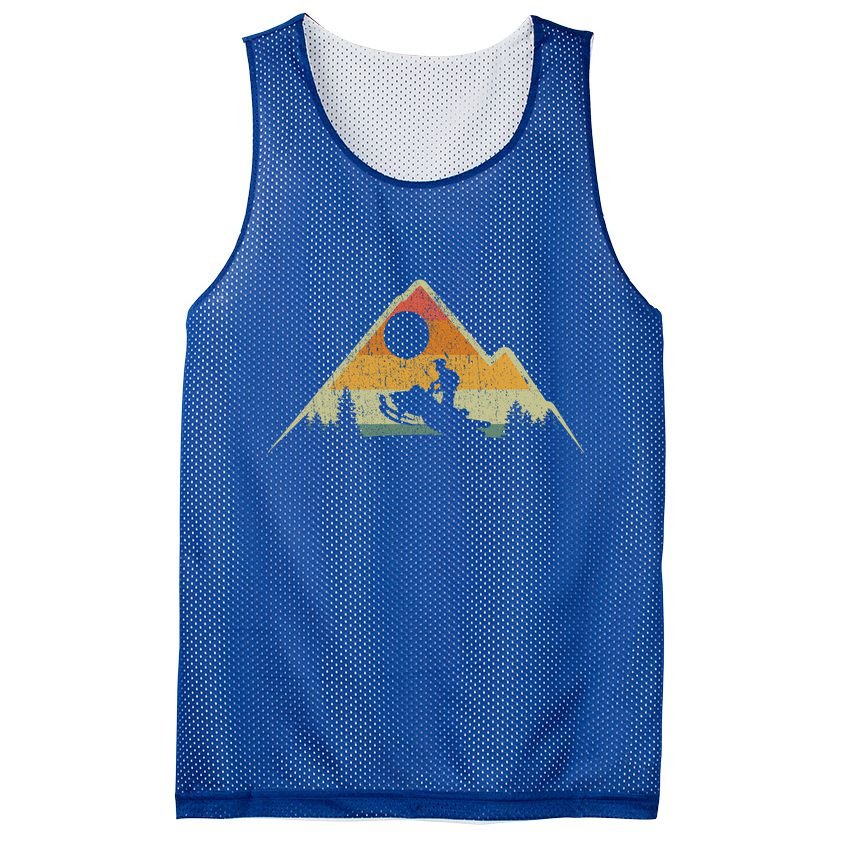 Retro Vintage Snowmobiling Winter Sports Snowmobile Rider Gift Mesh Reversible Basketball Jersey Tank