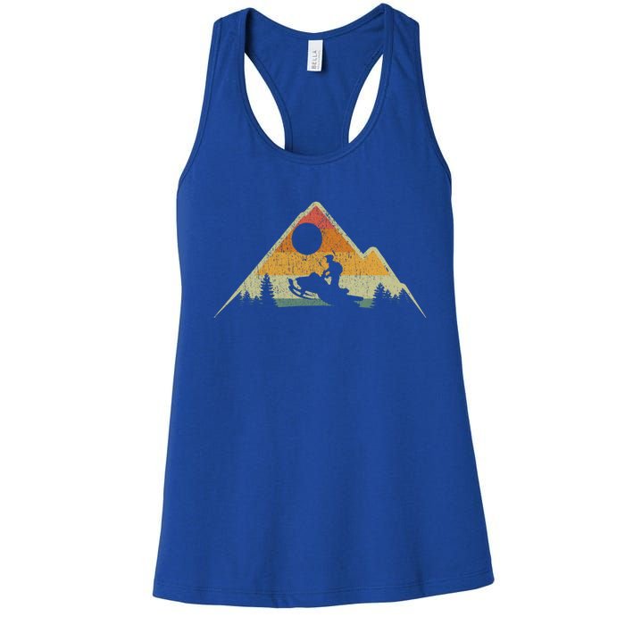 Retro Vintage Snowmobiling Winter Sports Snowmobile Rider Gift Women's Racerback Tank