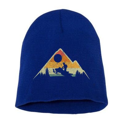 Retro Vintage Snowmobiling Winter Sports Snowmobile Rider Gift Short Acrylic Beanie