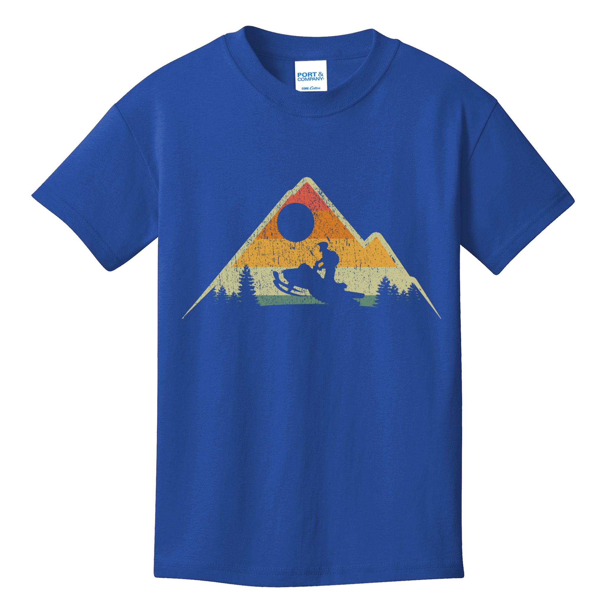 Retro Vintage Snowmobiling Winter Sports Snowmobile Rider Gift Kids T-Shirt
