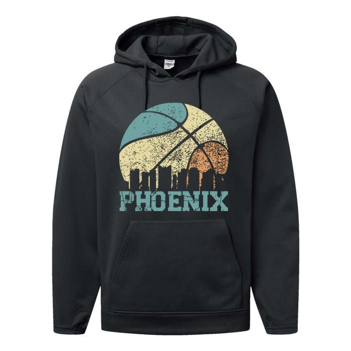 Retro Vintage Sunset Arizona State Phoenix Basketball Performance Fleece Hoodie