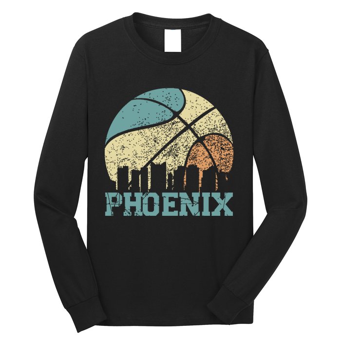 Retro Vintage Sunset Arizona State Phoenix Basketball Long Sleeve Shirt