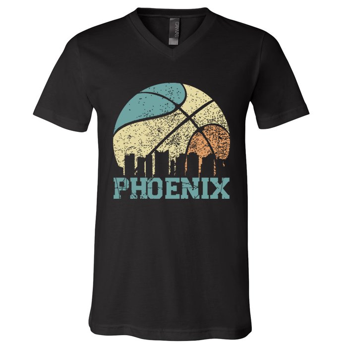 Retro Vintage Sunset Arizona State Phoenix Basketball V-Neck T-Shirt