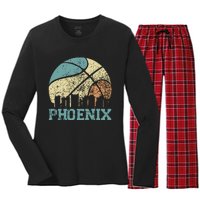 Retro Vintage Sunset Arizona State Phoenix Basketball Women's Long Sleeve Flannel Pajama Set 